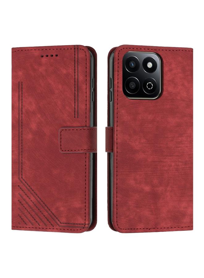 S-TOP Case For Honor X7c 4G / 200 Smart Skin Feel Stripe Pattern Leather Phone Case with Lanyard - Image 1