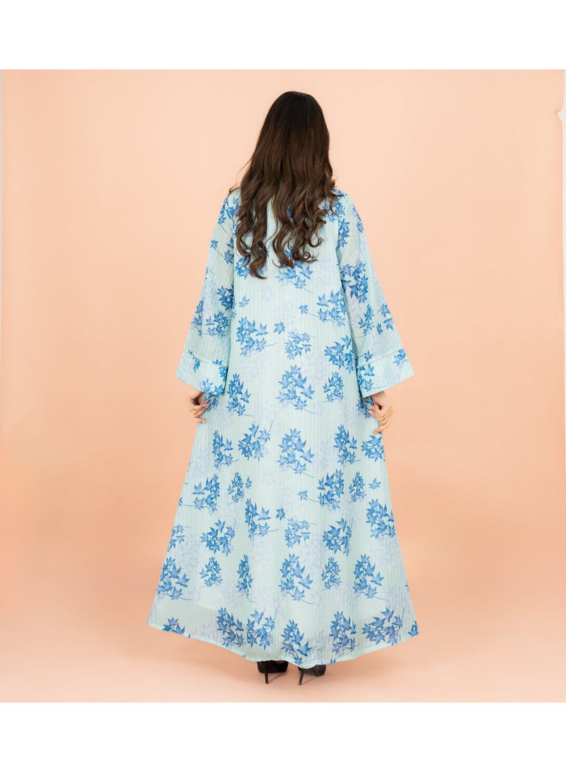 IKKXA Mandarin Colar Printed Elegant Jalabiya - Image 2