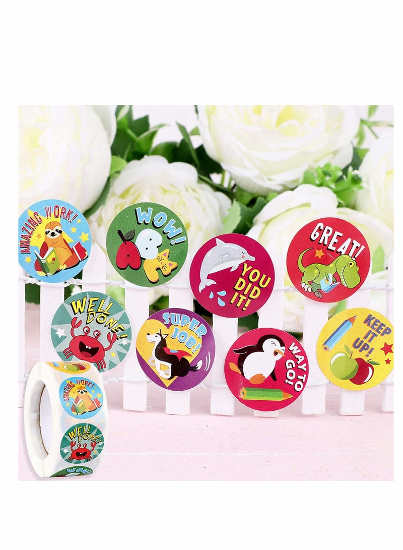 Animal Cartoon Reward Stickers for Kids, Fun Motivational Labels for Teachers and Classrooms, 1000 Pcs (2 Rolls, 1 Inch)  - Image 2