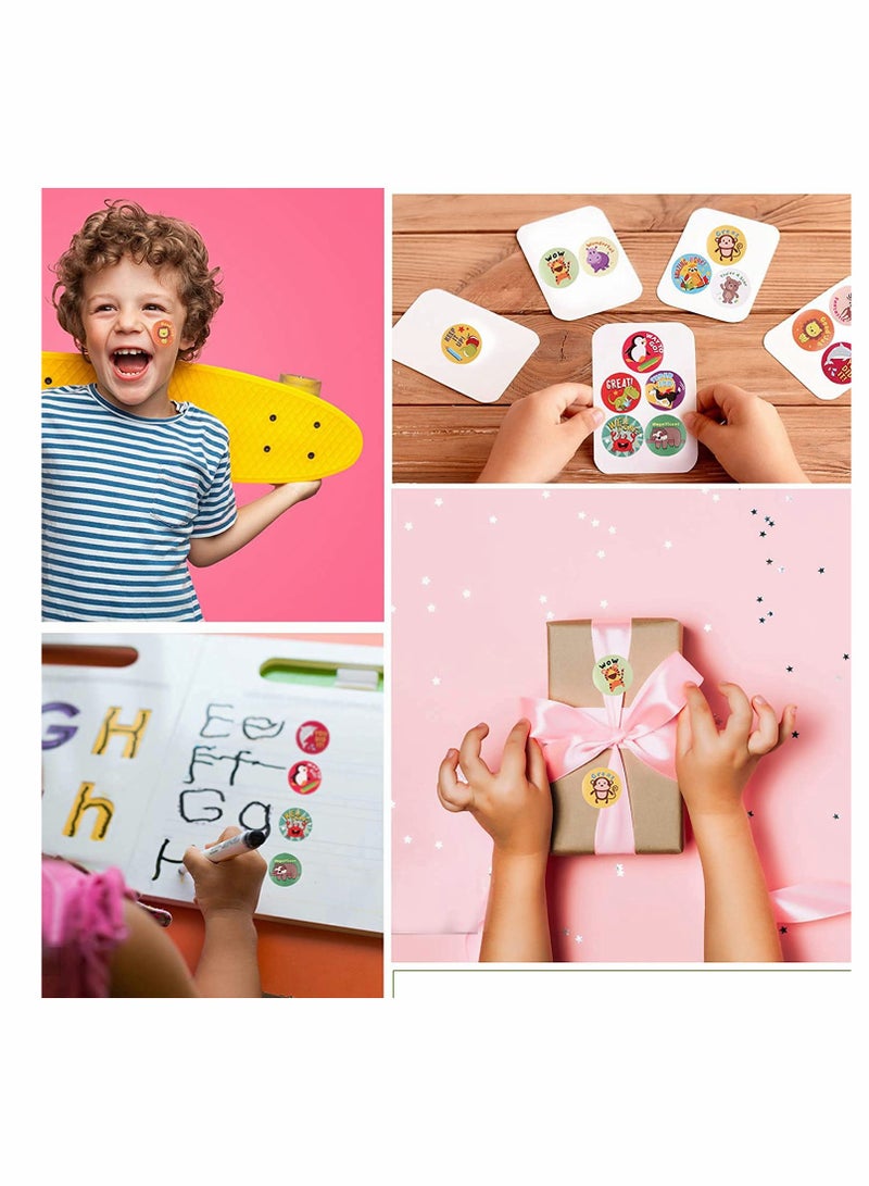 Animal Cartoon Reward Stickers for Kids, Fun Motivational Labels for Teachers and Classrooms, 1000 Pcs (2 Rolls, 1 Inch)  - Image 4