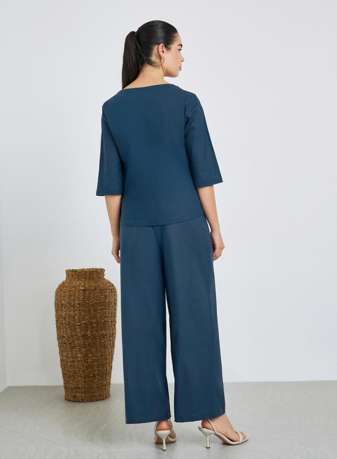 Amirah Women Fold Pleat Top and Wide Leg Modest Set - Image 5