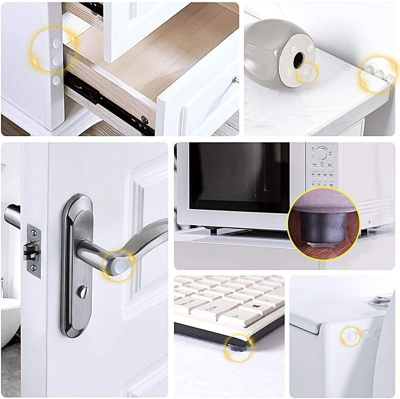 Iktu 64Pcs Noise Dampening Bumper Pads Clear Self Adhesive Cabinet Door Bumpers Transparent Cylindrical Rubber Buffer Pads for Drawers Picture Frames Glass Top Small Furniture (12x4 mm -64pcs) - Image 3