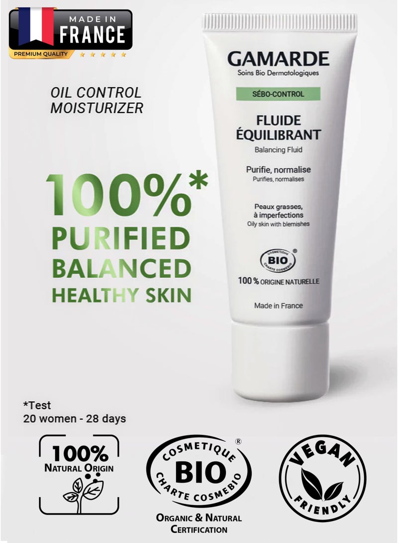 gamarde Sebo-Control Balancing Face Fluid 40ml – Certified Organic Vegan French Skincare for Oily, Acne-Prone & Imperfection-Prone Skin – Mattifies, Purifies, Regulates Sebum, Smoothes Skin Texture – With Essential Oils & Thermal Spring Water - Image 5