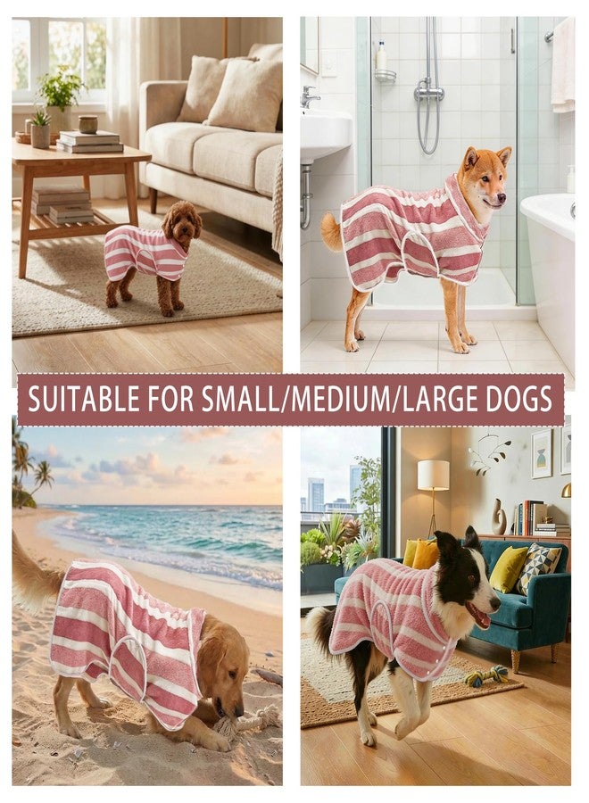 PawSailor Fast‑Drying Dog Bathrobe, Absorbent Striped Pet Towel, Red, L - Image 4