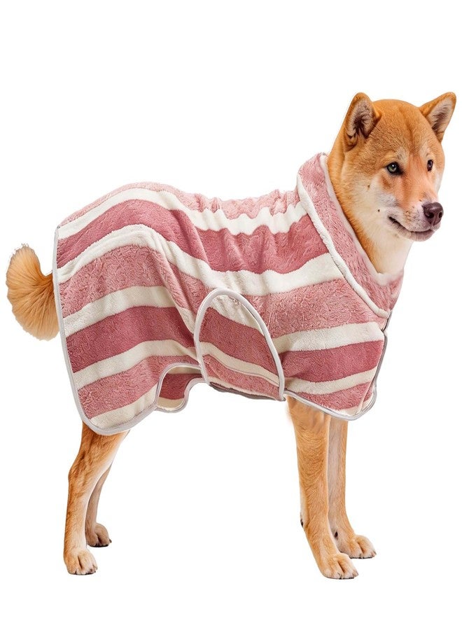 PawSailor Fast‑Drying Dog Bathrobe, Absorbent Striped Pet Towel, Red, L - Image 1