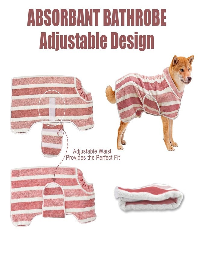 PawSailor Fast‑Drying Dog Bathrobe, Absorbent Striped Pet Towel, Red, L - Image 2