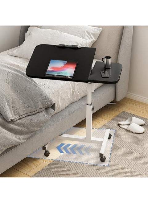 Lifting and Rotating Laptop Desk for Home and Office, Movable Bedside Table with Rollers, Adjustable Computer Stand, with 4 Wheels Sofa Side Table, Coffee Table 60 * 40cm (Black)