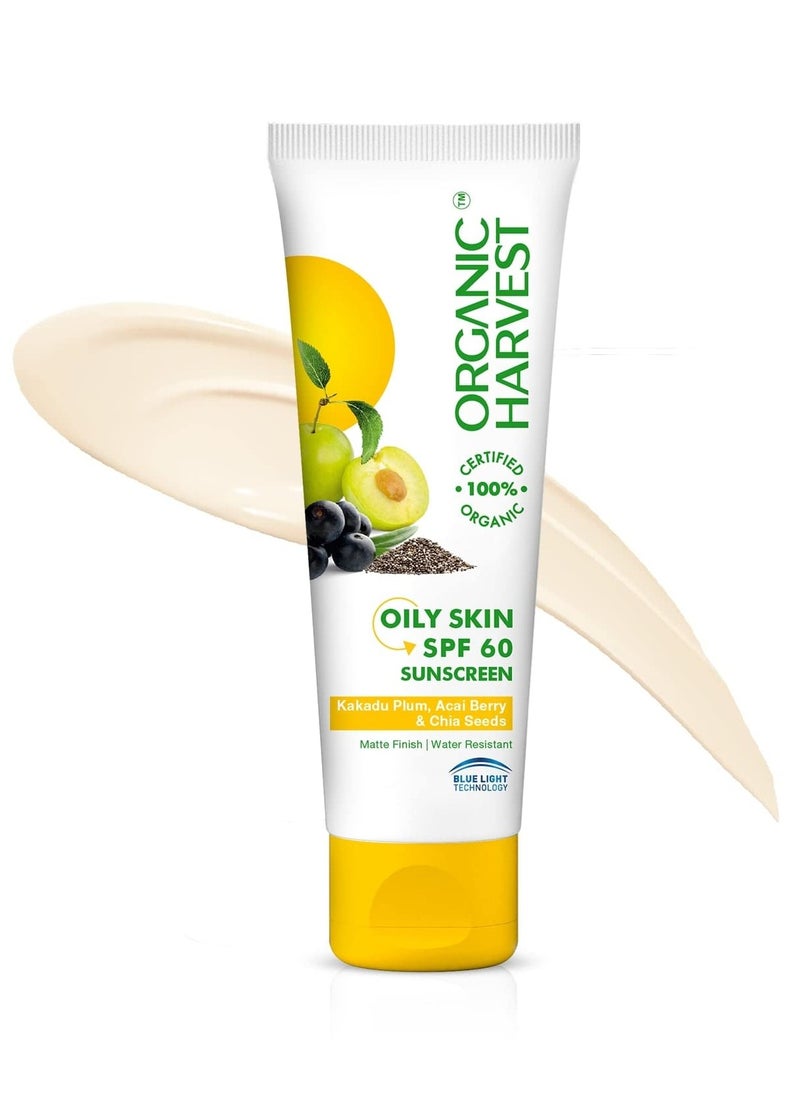 Organic Harvest - Organic Harvest Oily Skin SPF 60 Sunscreen with Organic Harvest Red Tinted Lip Balm for Men/Women | Kakadu Plum, Acai Berry & Chia Seeds -100% Certified Organic -100% Transparent - Image 1