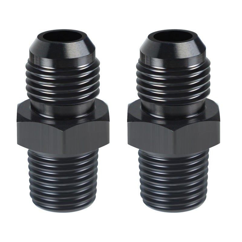 SDZONGES 6AN Male Flare to 14 NPT Fitting 2PCS 6AN Straight Fittings Aluminum Alloy Black - Image 3