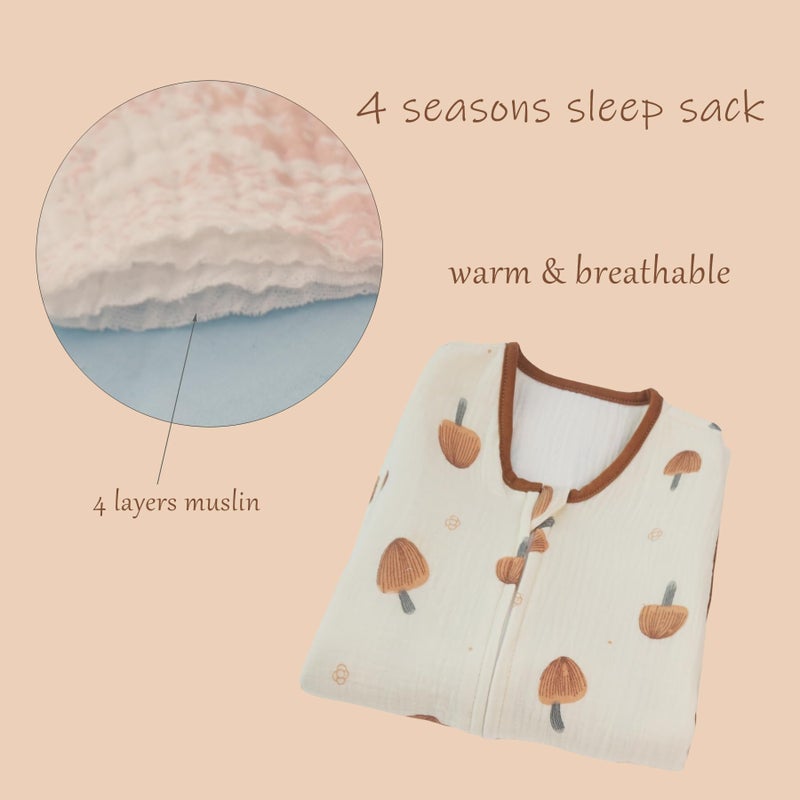 BLOOMSTAR Toddler Sleeping Sack Large (3-5T) - Muslin Cotton  Sleeveless Wearable Blanket  0.8-1.0 Tog  Lightweight  4 Seasons  Extra Long  Soft And Warm  4 Layers - Image 2