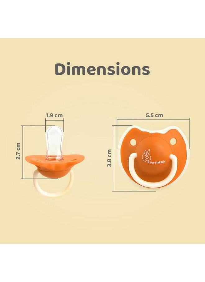 R for Rabbit - Baby Tusky Pacifier Ultra Light Soft Silicone Nipple Orthodontic Design Bpafree For Kids Of 6 Months +;Medium;Orange - Image 1