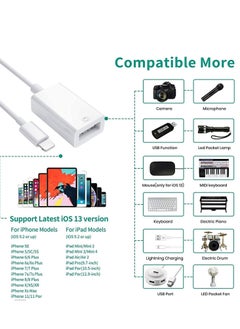 ELTRAZONE [Apple MFi Certified] Lightning to USB Camera Adapter for iPhone iPad, USB 3.0 OTG Data Sync Cable Adapter Compatible with iPhone 12 11 XS XR X 8 7 iPad to Card Reader Keyboard Mouse USB Flash Drive  - Image 5