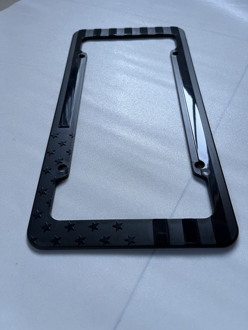 Hycoed USA Flag License Plate Frame Embossed 3D Black American Stars and Strips for Car SUV Truck - Image 3