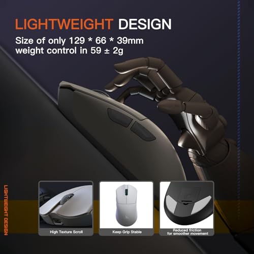 Darmoshark M3 8K Wireless Gaming Mouse,Tri-Mode 2.4G/USB-C/Bluetooth Mouse Up to 26000DPI,PAW3395 Optical Sensor Lightweight 58g,5 programmable Button,Computer Mouse for Laptop,PC,Mac - Image 3