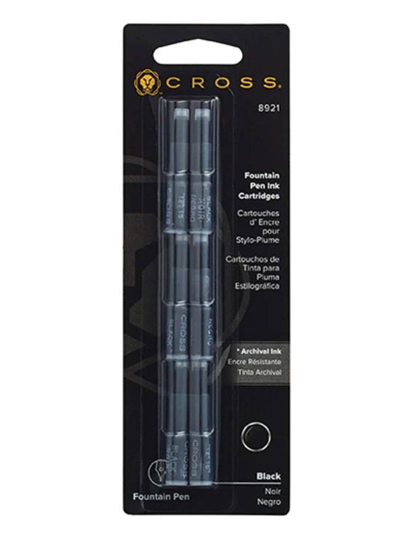 Cross 6-Piece Fountain Pen ink Cartridge Black Ink  - Image 1