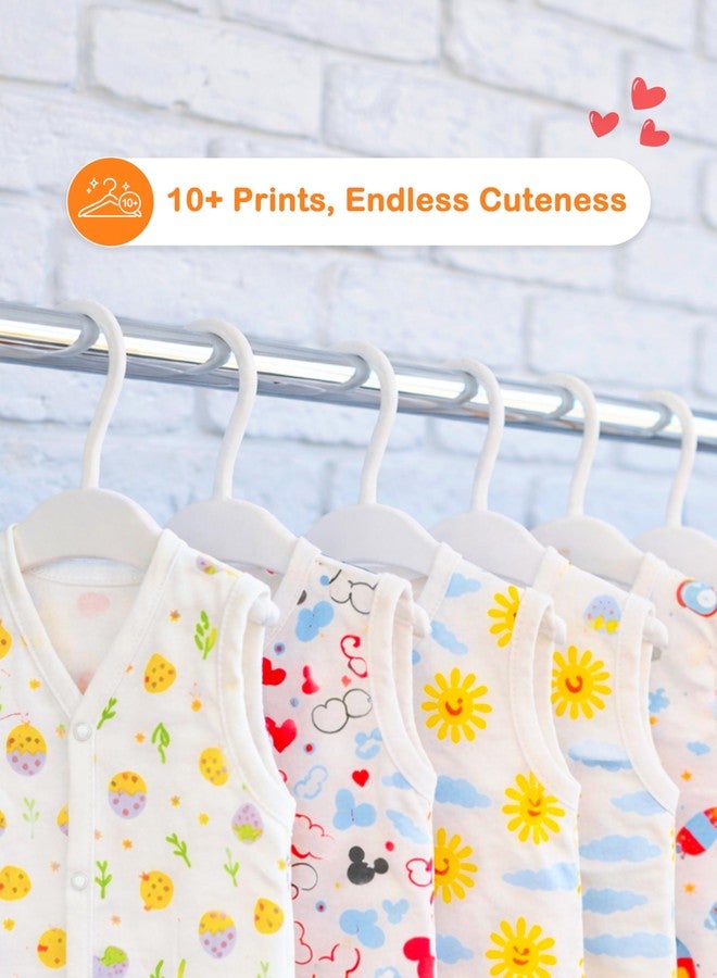 Kidbea Cotton Muslin Jhabla for Newborn Boys & Girls Sleeveless V-Neck Vest with Button Closure | Cute Multi Printed Baby Jabla, Pack of 2 (6-9 Months) - Image 5