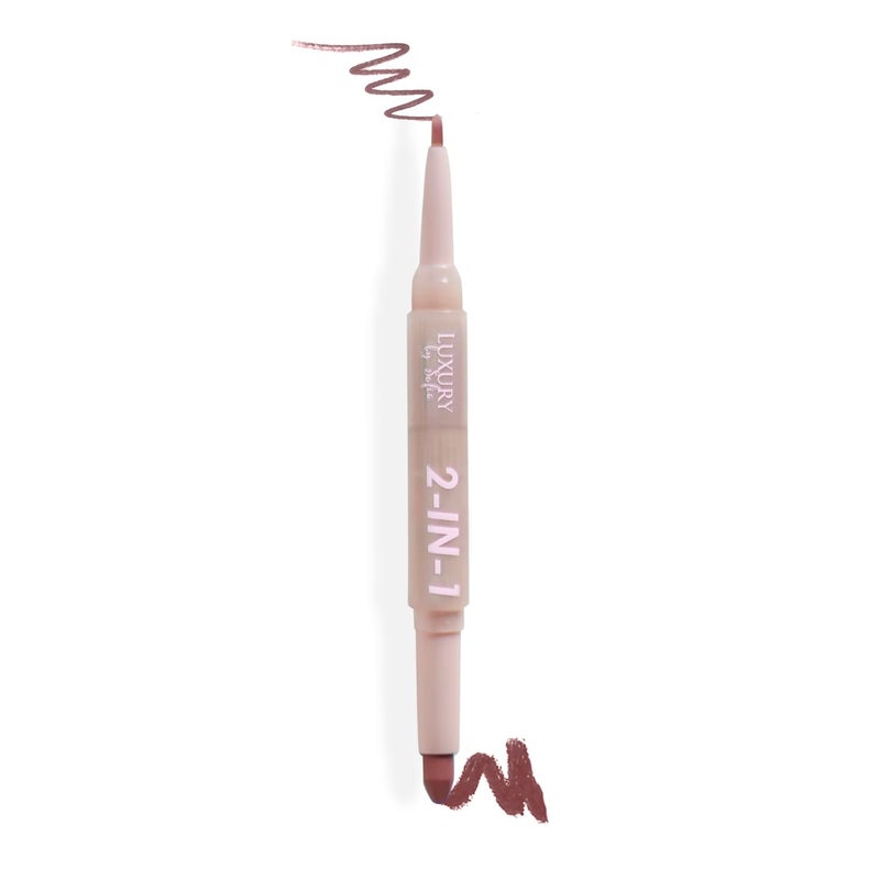 Luxury by Sofia 2 in 1 Lipstick Lipliner Retractable Pencil Semi Matte, Vegan, All Natural, Cruelty Free 