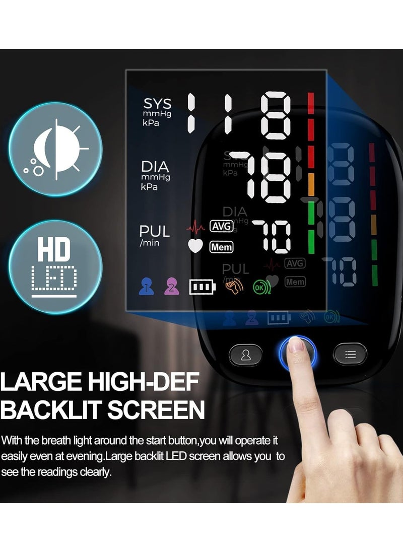 أجهزة مراقبة ضغط الدم للاستخدام المنزلي، شاشة LED، أجهزة مراقبة ضغط الدم الرقمية الأوتوماتيكية مع سوار كبير