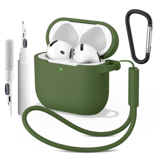 Meliya Case for AirPods 4 (2024), Wireless Charging, Powerful Drop Protection, Tough Magnetic Cover with Cleaning Pen for Apple AirPods 4th Generation- Green - Image 1