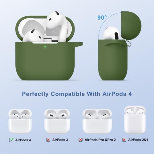 Meliya Case for AirPods 4 (2024), Wireless Charging, Powerful Drop Protection, Tough Magnetic Cover with Cleaning Pen for Apple AirPods 4th Generation- Green - Image 4