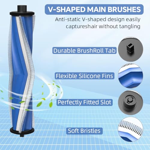HASTHIP® 10Pcs Replacement Parts for Ecovacs T30 Omni/T30 PRO Omni, Spare Accessories with 1 Main Brush, 2 Side Brushes, 2 Mop Cloth, 2 Filters, 1 Cleaning Brush, 2 Dust Bags - Cleaning Tools - Image 4