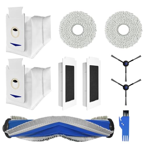 HASTHIP® 10Pcs Replacement Parts for Ecovacs T30 Omni/T30 PRO Omni, Spare Accessories with 1 Main Brush, 2 Side Brushes, 2 Mop Cloth, 2 Filters, 1 Cleaning Brush, 2 Dust Bags - Cleaning Tools - Image 1