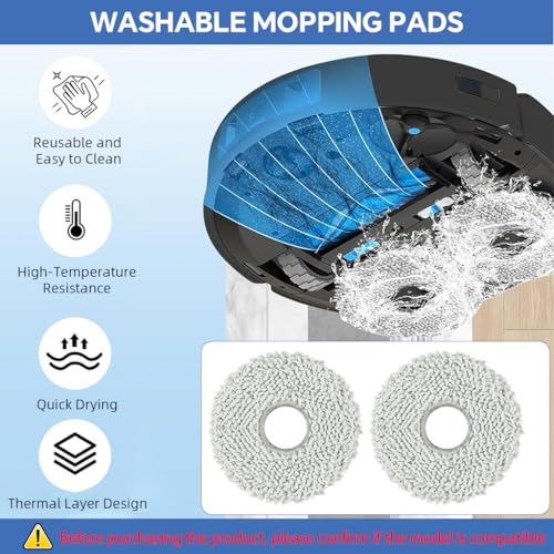 HASTHIP® 10Pcs Replacement Parts for Ecovacs T30 Omni/T30 PRO Omni, Spare Accessories with 1 Main Brush, 2 Side Brushes, 2 Mop Cloth, 2 Filters, 1 Cleaning Brush, 2 Dust Bags - Cleaning Tools - Image 5