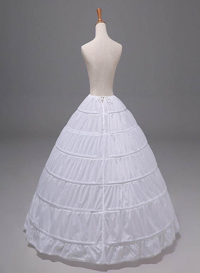 Popeye Unisex Polyester Vintage Long 6 Hoops Petticoat Extra Full Ball Gown Crinoline Skirt (White, Free Size) - Image 4