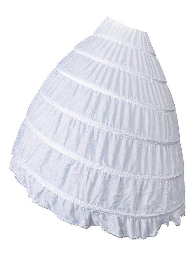 Popeye Unisex Polyester Vintage Long 6 Hoops Petticoat Extra Full Ball Gown Crinoline Skirt (White, Free Size) - Image 1