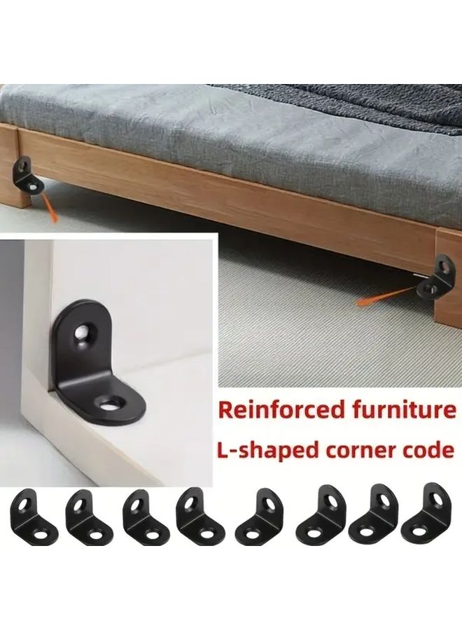 Black 12 Pcs Heavy Duty L Shaped Brackets Right Angle Reinforcement Metal Adjustable Height For Chairs Cabinets Shelves Office Furniture Durable Sturdy Cabinet Support - Image 4