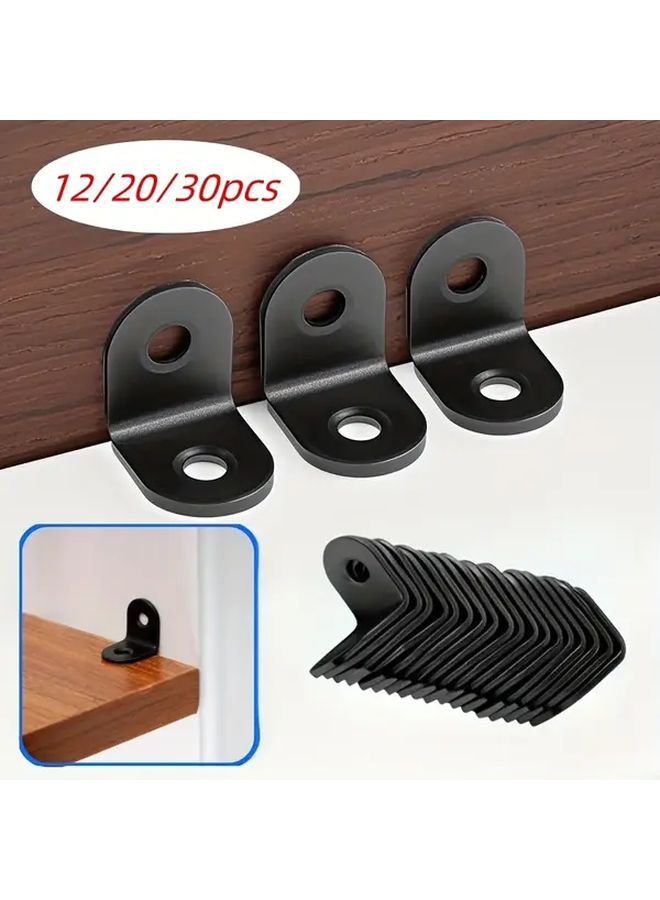 Black 12 Pcs Heavy Duty L Shaped Brackets Right Angle Reinforcement Metal Adjustable Height For Chairs Cabinets Shelves Office Furniture Durable Sturdy Cabinet Support - Image 1