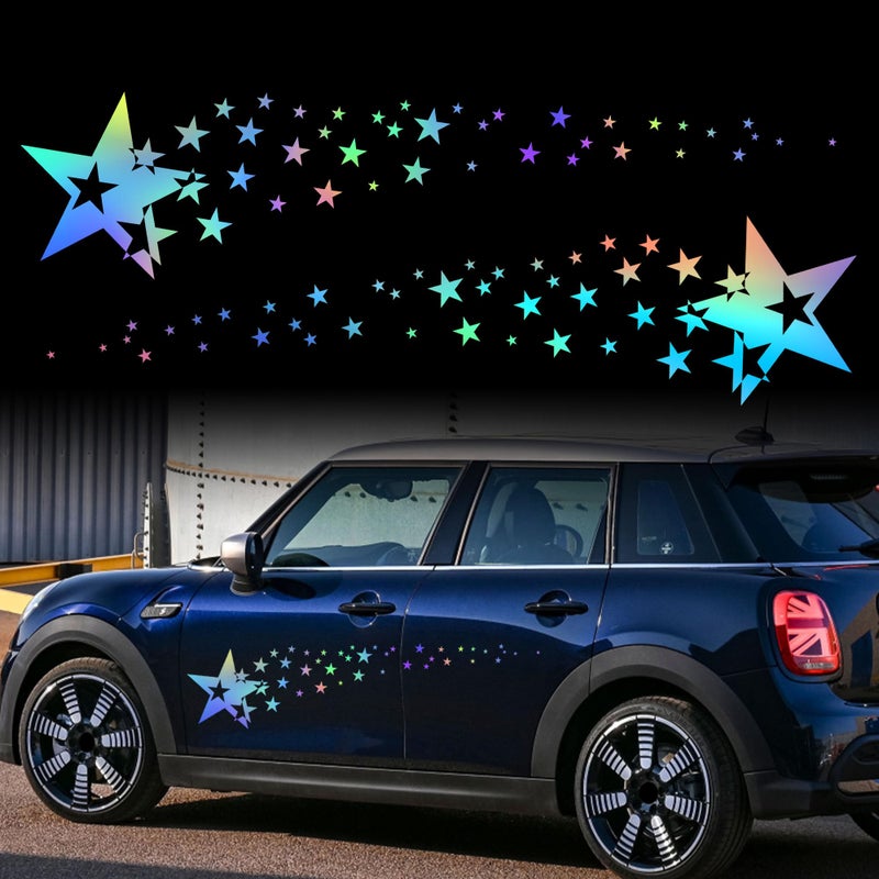 TOMALL 1 Pair 62.6'' Stars Graphics Vinyl Decals for Car Body Door Sides Universal Waterproof Stars Stickers Decoration for Vehicles SUV Truck Off-Road Home Wall (Gradient) - Image 1