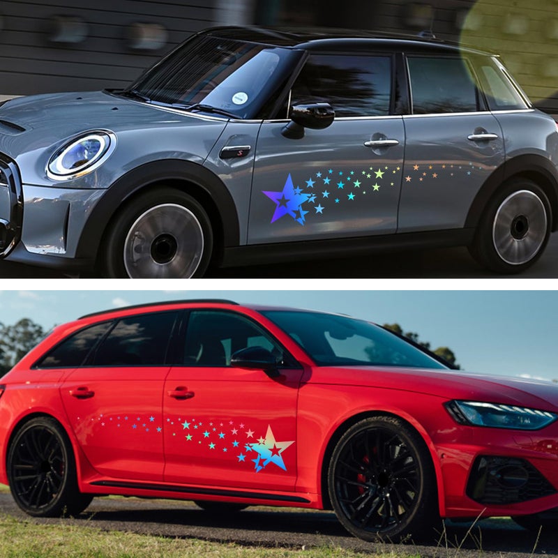 TOMALL 1 Pair 62.6'' Stars Graphics Vinyl Decals for Car Body Door Sides Universal Waterproof Stars Stickers Decoration for Vehicles SUV Truck Off-Road Home Wall (Gradient) - Image 5