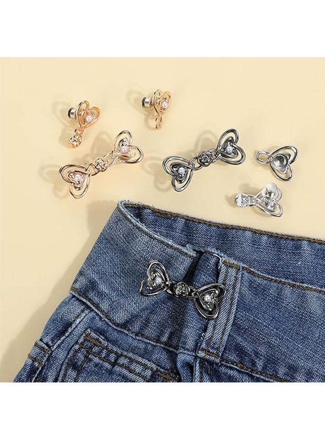 6 Pcs Metal Butterfly Pant Waist Tightener, Detachable Jean Buttons for Loose Jeans,Waist Adjustable & Detachable Pants Clips No Sew Button for Jeans to Make Smaller - Image 5
