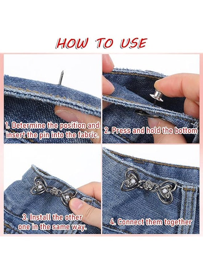 6 Pcs Metal Butterfly Pant Waist Tightener, Detachable Jean Buttons for Loose Jeans,Waist Adjustable & Detachable Pants Clips No Sew Button for Jeans to Make Smaller - Image 4