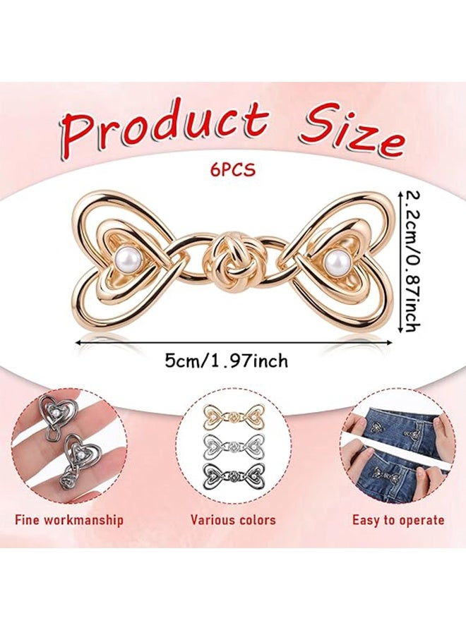 6 Pcs Metal Butterfly Pant Waist Tightener, Detachable Jean Buttons for Loose Jeans,Waist Adjustable & Detachable Pants Clips No Sew Button for Jeans to Make Smaller - Image 2
