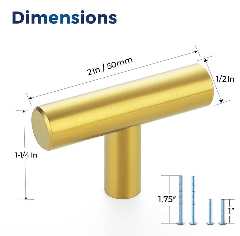 JOY DECOR 30 Pack Cabinet Knobs, Gold Cabinet Handles, 2in Kitchen Cabient Knobs, Single Hole Drawer Knobs for Dresser Drawers - Image 2