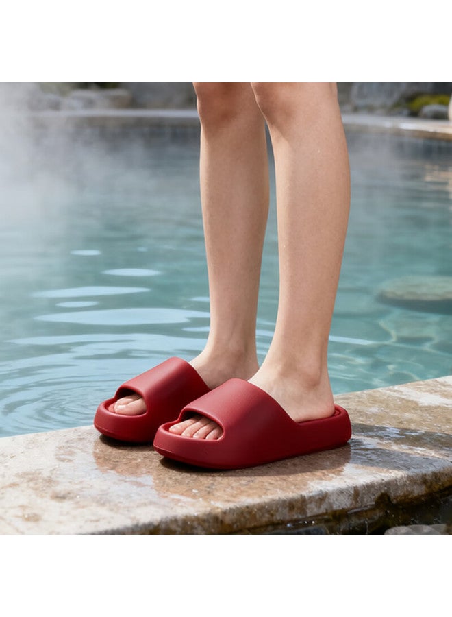 Hipanda Soft Sole Non-slip Eva Slippers Uni Indoor Bathroom Home Red Size 40-41