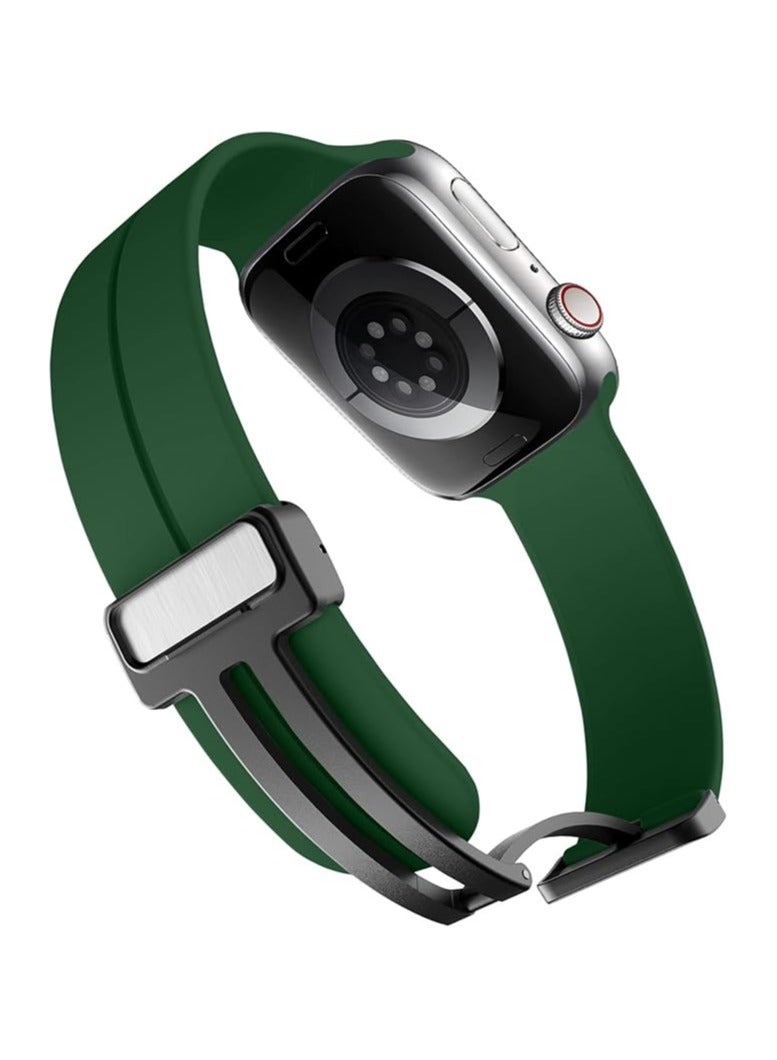 Denx Magnetic Silicone Band for Apple Watch 41mm 40mm 45mm 44mm 49mm 38mm 42mm, Women Men Replacement Wristbands Silicone Sport Strap for Apple Watch Series 9/Ultra 2/8/Ultra/7/SE/SE 2nd/6/5/4/3/2/1, iWatch Band (Green) - Image 2
