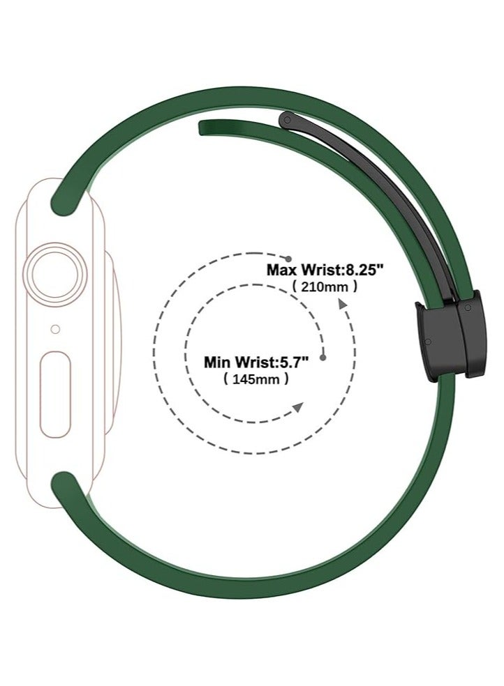 Denx Magnetic Silicone Band for Apple Watch 41mm 40mm 45mm 44mm 49mm 38mm 42mm, Women Men Replacement Wristbands Silicone Sport Strap for Apple Watch Series 9/Ultra 2/8/Ultra/7/SE/SE 2nd/6/5/4/3/2/1, iWatch Band (Green) - Image 4