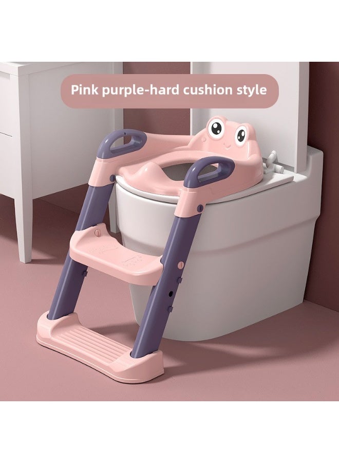 ORiTi Auxiliary Toilet Ladder, Toilet Seat Supplies, Baby And Toddler Ladder Folding Toilet Seat - Pink - Image 1