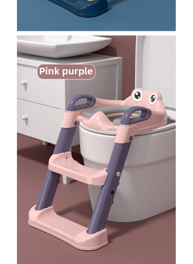 ORiTi Auxiliary Toilet Ladder, Toilet Seat Supplies, Baby And Toddler Ladder Folding Toilet Seat - Pink - Image 2