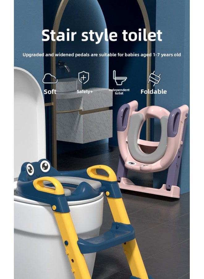 ORiTi Auxiliary Toilet Ladder, Toilet Seat Supplies, Baby And Toddler Ladder Folding Toilet Seat - Pink - Image 3