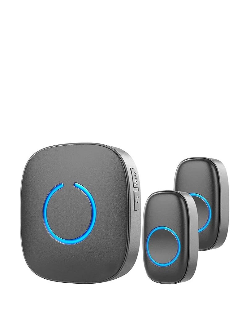 Tech Wireless Doorbell for Home - Battery Operated, 1000 Feet, Wireless Door Bell w/LED Flash, 2 push buttons + 1 receiver, Matte Black - Image 1