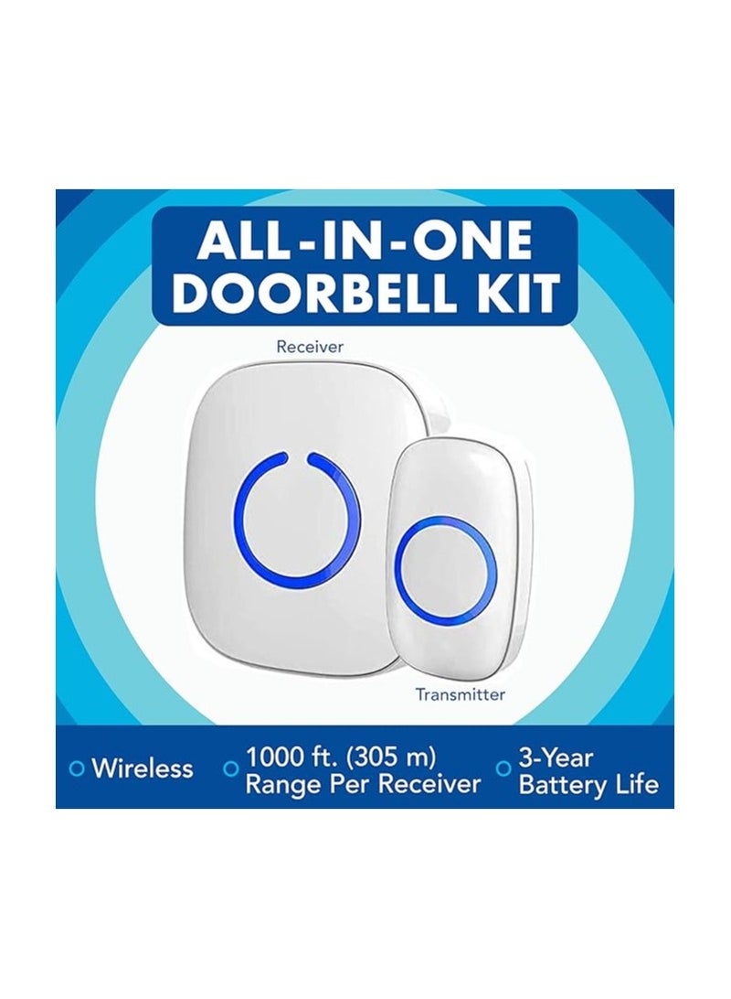 Tech Wireless Doorbell for Home - Battery Operated, 1000 Feet, Wireless Door Bell w/LED Flash, 2 push buttons + 1 receiver, Matte Black - Image 2