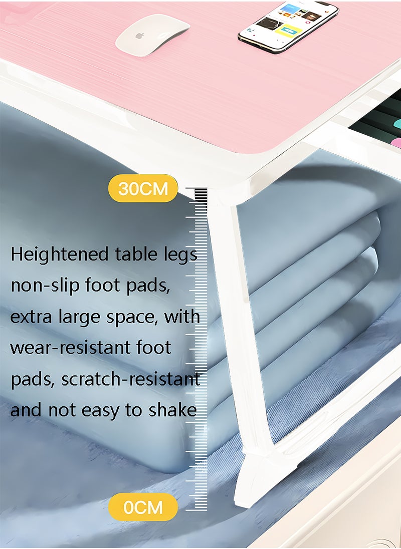 Kidle - Laptop Bed Tray Table, Adjustable Laptop Stand with Removable Stopper, Portable Lap Desks with Foldable Legs, Notebook Stand Breakfast Reading Desk for Sofa Couch One+ Silicone Reinforced Table Legs + Drawer - Image 1