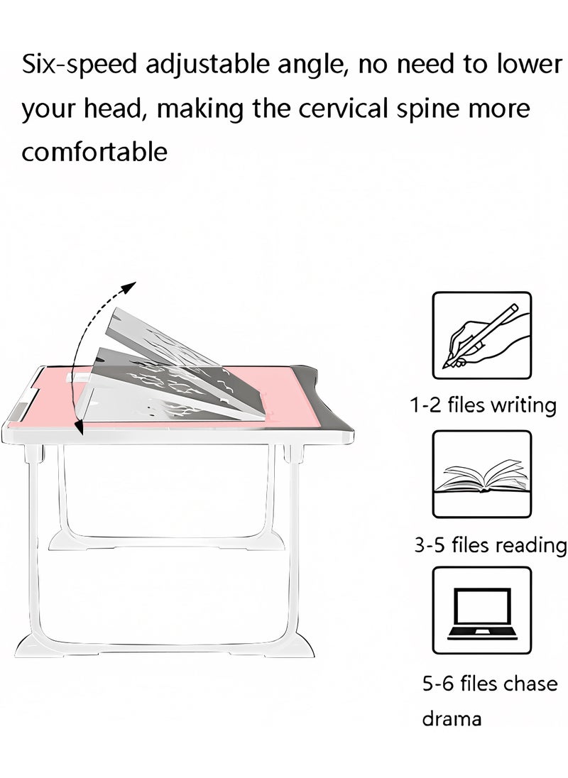 Kidle - Laptop Bed Tray Table, Adjustable Laptop Stand with Removable Stopper, Portable Lap Desks with Foldable Legs, Notebook Stand Breakfast Reading Desk for Sofa Couch One+ Silicone Reinforced Table Legs + Drawer - Image 1