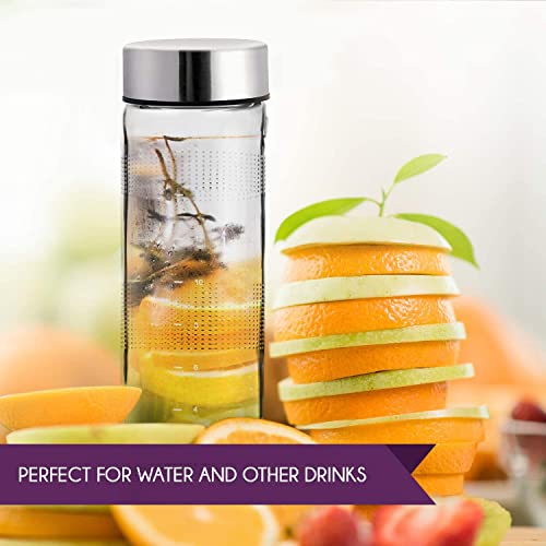 Vency Wide Mouth Glass Water Bottle with Leak-Proof Airtight Double Layer Stainless Steel Lid for Water, Smoothie, Juices - 750ml (Set Of 2) - Image 2