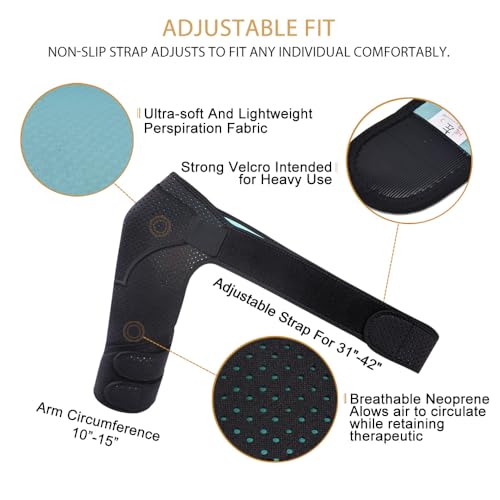 HUEGLO Right Shoulder Brace for Men,Torn Rotator Cuff Support Women Shoulder Stabilizer Brace for Shoulder Pain Relief - Image 2