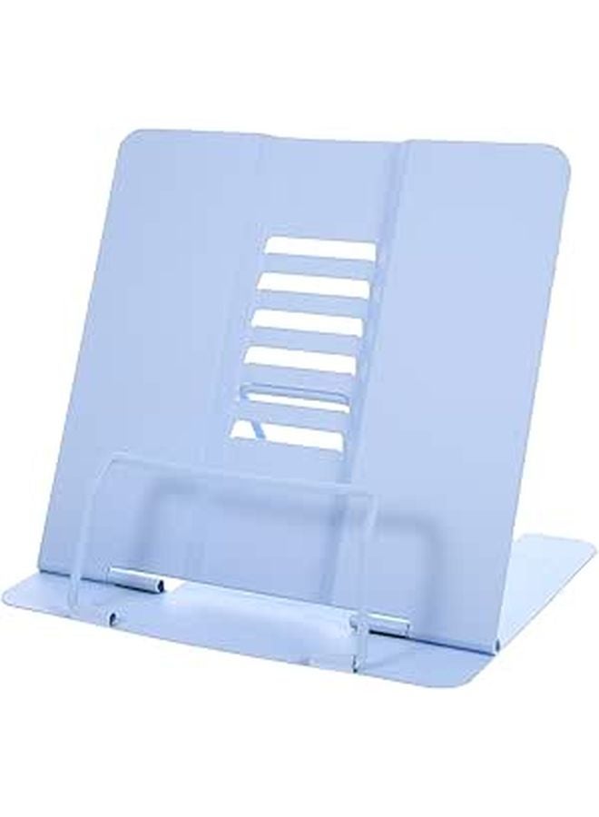 Adjustable Metal Book Stand Desktop Reading Holder Blue for Students and Household Use - Image 1